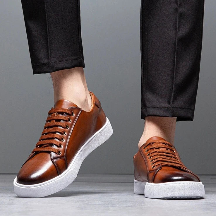 Felix Men's Leather Sneakers – Sleek Genuine Leather Sneakers with a Cushioned Sole and Timeless Design