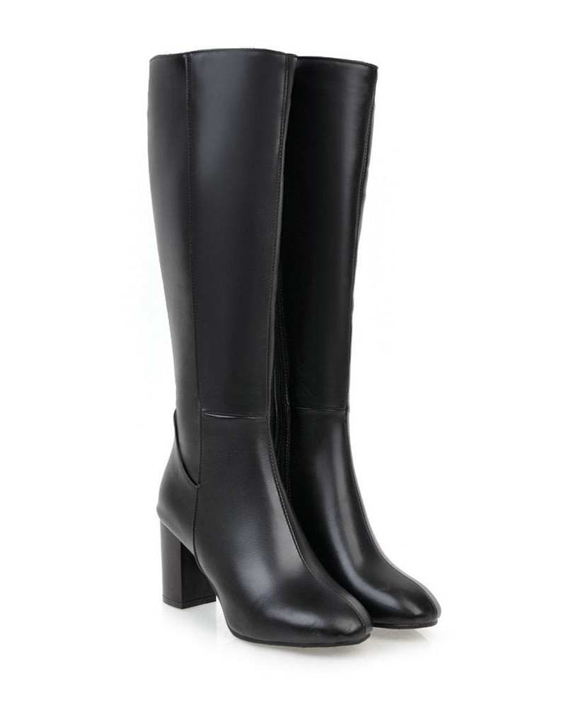 Avery Women's Classic Zip Boots – Elegant Block Heel Boots with Timeless Everyday Style