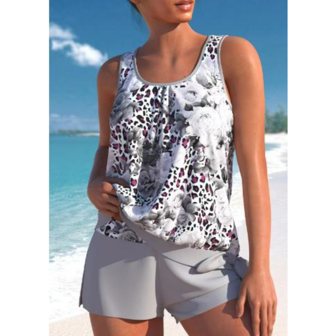 Kaia Women's Floral Tankini Set – Sleeveless Two-Piece Swimsuit with Swim Shorts & Comfortable Fit