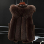 Marlowe Women's Faux Fur Vest with Oversized Lapel Collar & Adjustable Waist