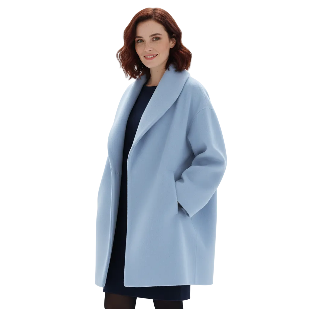 Audrey Women's Oversized Long Coat – Relaxed Tailored Coat with Wide Lapels & Soft Draped Fit