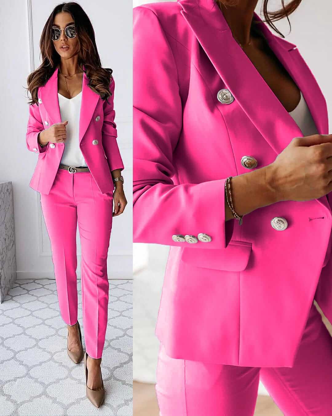 Valéria Women's Tailored Pantsuit – Elegant Blazer & Slim-Fit Trousers Set