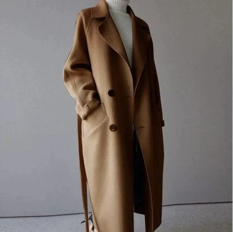 Madeleine Women's Long Wool Coat – Elegant Tailored Winter Overcoat with Timeless Style