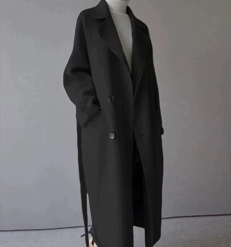 Madeleine Women's Long Wool Coat – Elegant Tailored Winter Overcoat with Timeless Style
