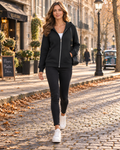 Lily Women's Fitted Zip-Up Hoodie – Cotton-Blend Fabric, Fixed Hood & Front Handy Pockets