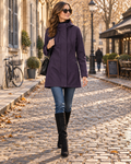 Bethany Women's With Hood Softshell Jacket – 2-Way Zip, Fleece Lining & Adjustable Waist