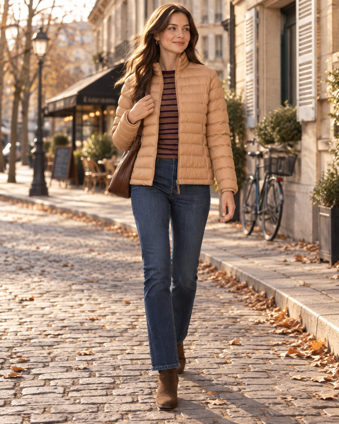 Marina Women's Packable Puffer Jacket – Quilted, Mandarin Collar & Zipped Pockets