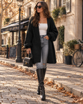 Sean Women's Oversized Long Cardigan – Open-Front Design, Dropped-Shoulder Design & Ribbed Cuffs