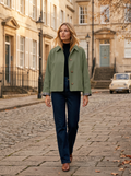 Kayleigh Women's Cropped Trench Jacket – Structured Lapel, Plaid Lining & Side Slip Pockets