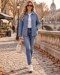 Chelsea Women's Diamond Quilted Jacket – Snap-Button Front, Mandarin Collar & Pockets