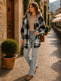 Ella Women's Plaid Shacket – Loose Silhouette, Button-Up Front & Chest Pocket