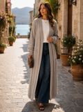 Julian Women's Long Knitted Cardigan – Gentle Textured Knit & Open-Front Design