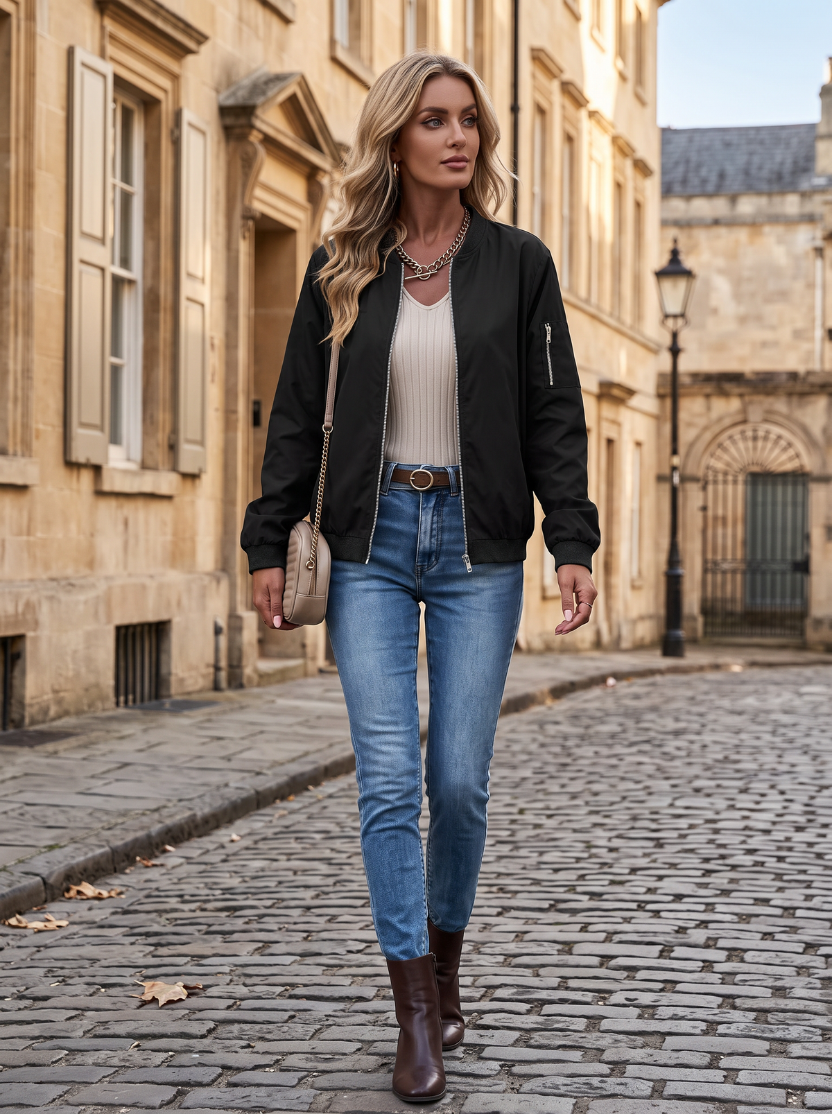 Ryan Women's Lightweight Bomber Jacket – Zip-Up Front, Full-Length Sleeves & Handy Pockets