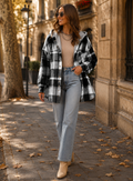 Wesley Women's Plaid Shacket – Loose Silhouette, Button-Up Front & Chest Pocket