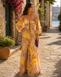 Iris Women's Floral Maxi Dress – Deep V-Neckline, Side Slit & Flowy Fit