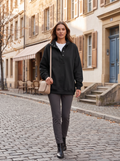 Luke Women's Oversized Henley Sweatshirt – Snap Collar, Fleece-Lined Interior & Dropped-Shoulder Design