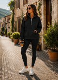 Harold Women's Fleece Sweater– Dropped-Shoulder Design, Front Pouch Pocket & Thumbhole Sleeves