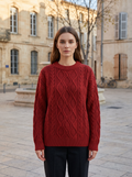 Courtney Women's Woven Knit Sweater – Round Neckline, Loose Silhouette & Ribbed Detailing