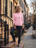 Jade Women's Crewneck Sweater – Full-Length Sleeves, Ribbed Cuffs & Hem