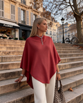 Cillian Women's Knit Poncho Sweater – Bateau Neckline, Dolman Sleeves & Asymmetric Hem
