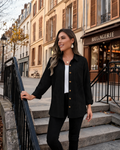 Fiona Women's Waffle Knit Shirt – Button-Up Front, Full-Length Sleeves & Chest Pocket
