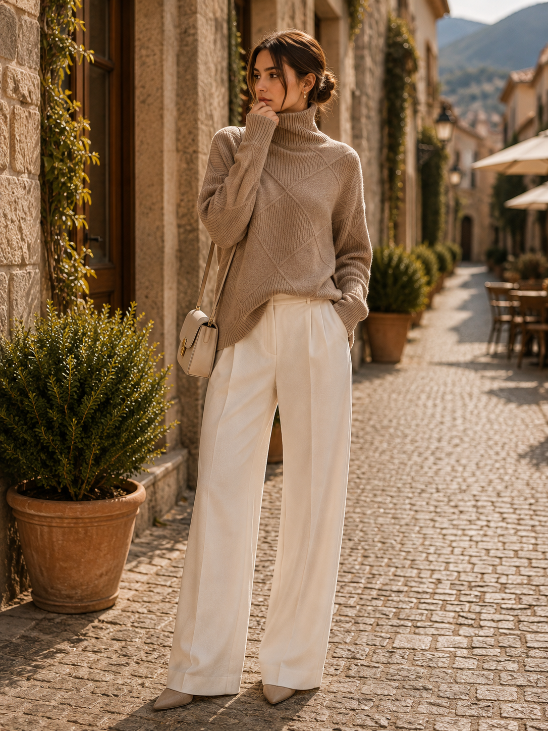 Rhydian Women's Oversized Turtleneck Sweater – Thick Knit, Wool Blend & Relaxed Silhouette