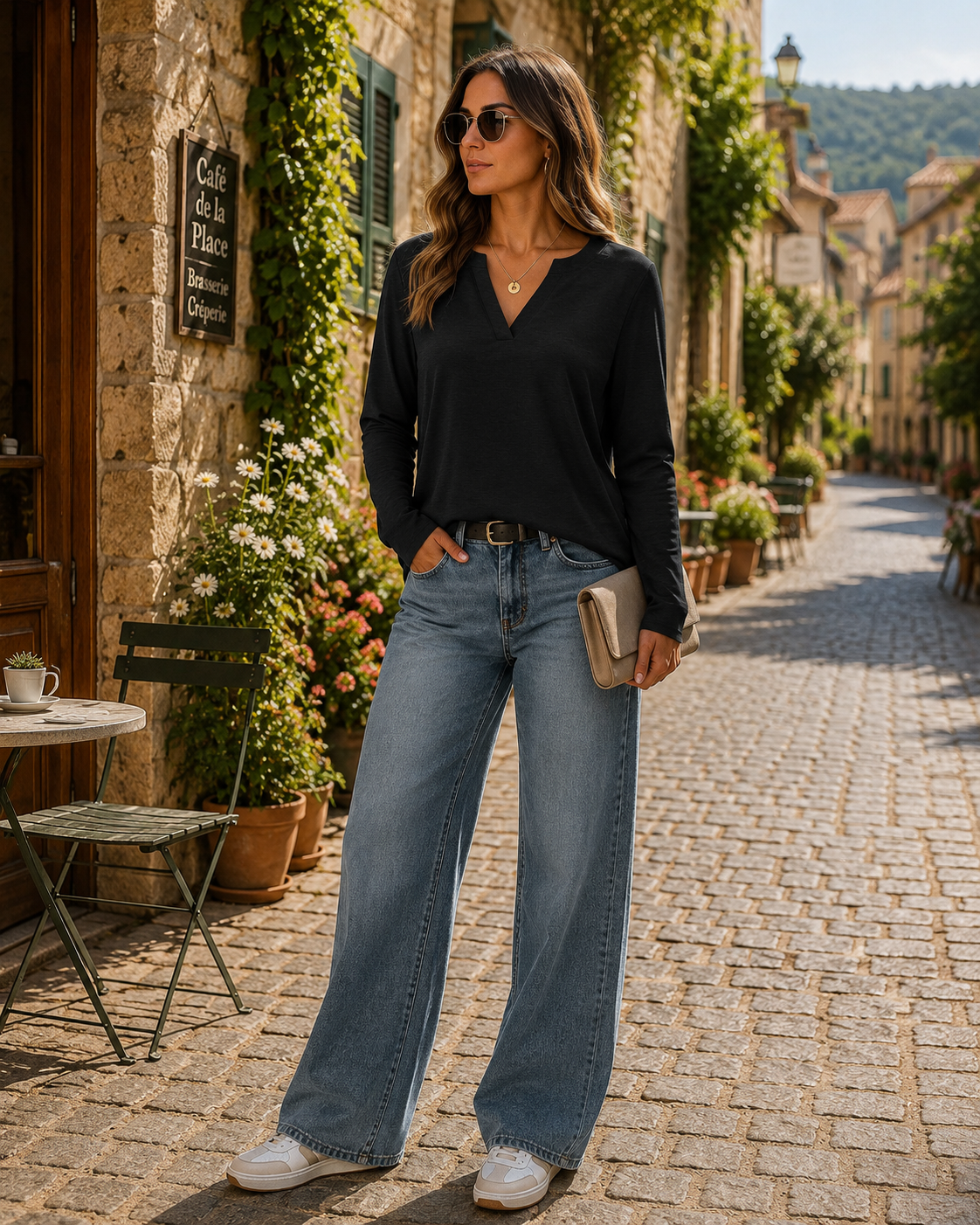 Cyril Women's V-Neckline Top – Full-Length Sleeves, Plush Flexible Fabric & Cozy Fit