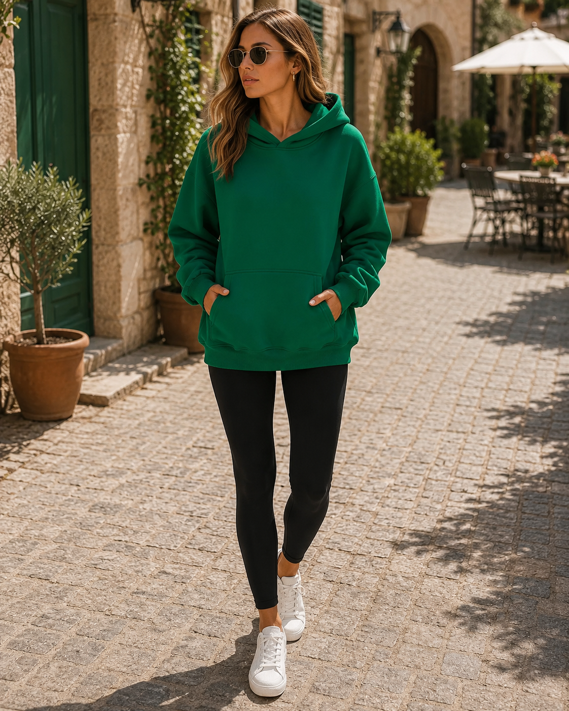 Diane Women's Fleece Hoodie – Loose Silhouette, Front Pouch Pocket & Dropped-Shoulder Design