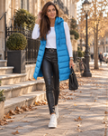 Katie Women's Long Puffer Vest – With Hood, Sleeveless, Side Slits & Handy Pockets