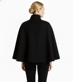 Hannah Women's Wool Coat – Chic Mandarin Collar with Detachable Belt & Easy-Going Fit