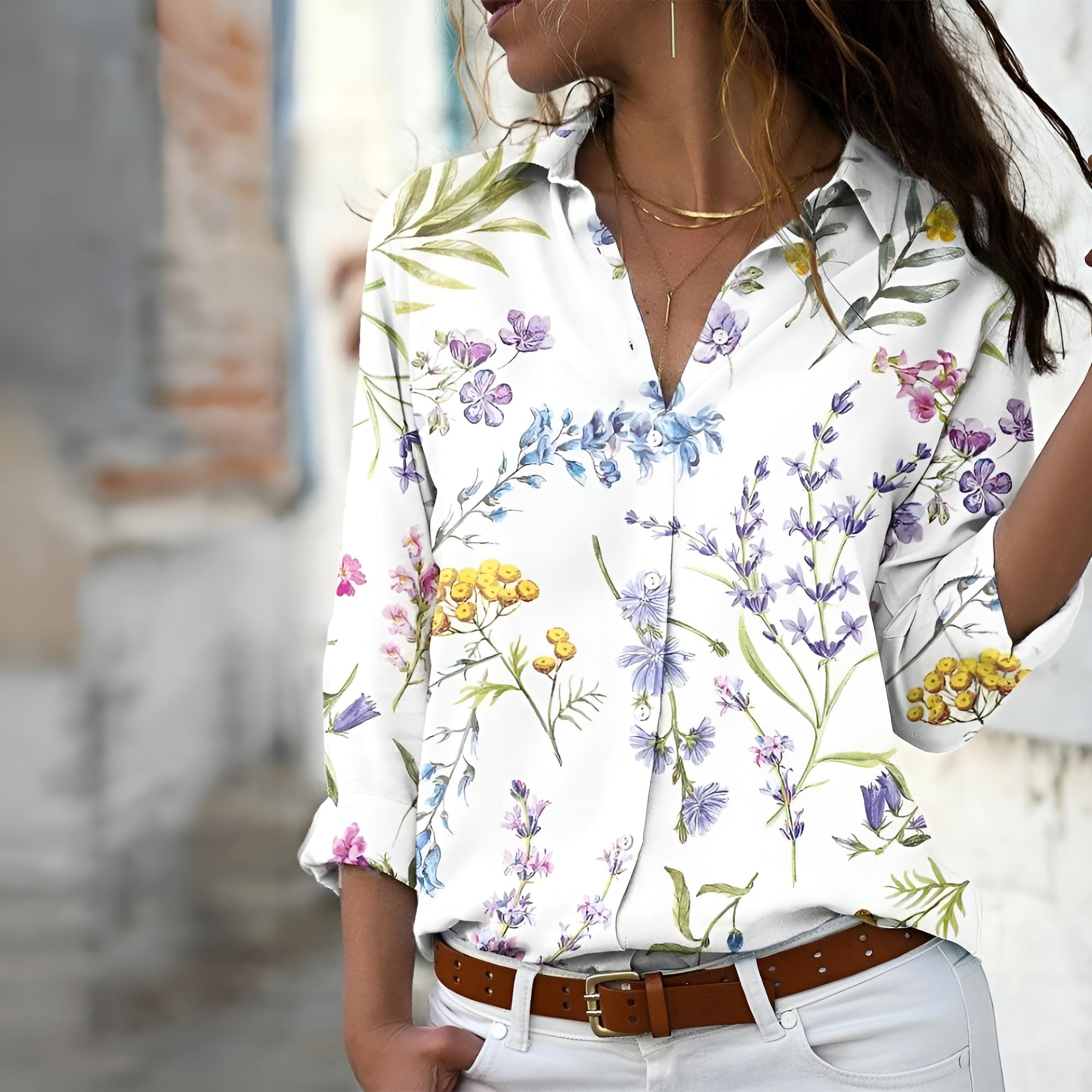 Alessia Women's Printed Blouse – Lightweight Relaxed Blouse with Soft Fabric