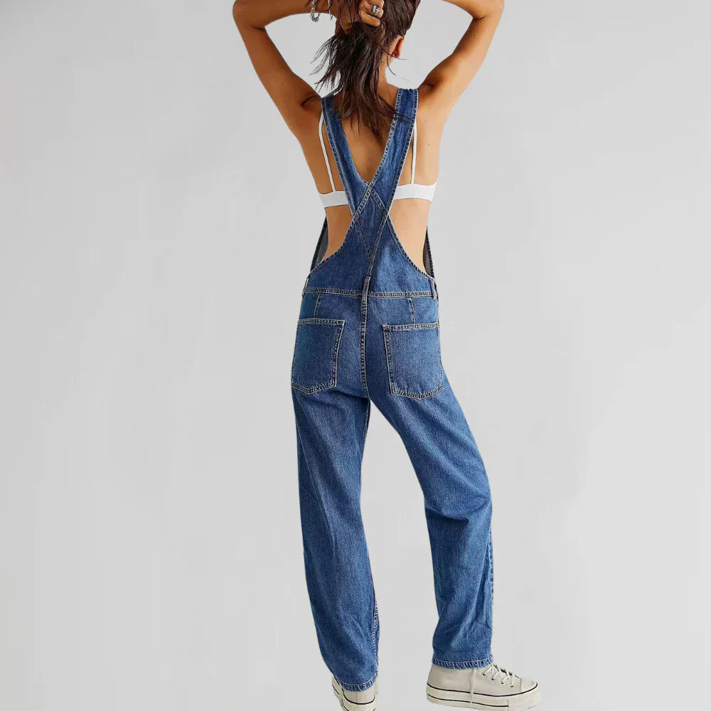 Charlotte Women’s Denim Jumpsuit – Slim Fit Button-Up Jeans Playsuit for Casual Chic