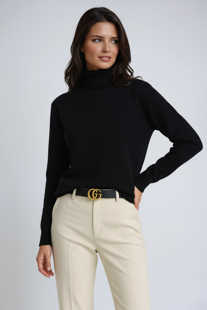 Tahlia Women's Turtleneck Sweater – Soft Knit Pullover with Classic High Neck & Timeless Comfort