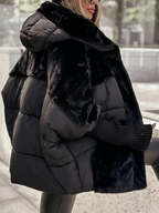 Aurora Women's Colorblock Winter Jacket – Insulated Hooded Coat for Warmth & Everyday Comfort
