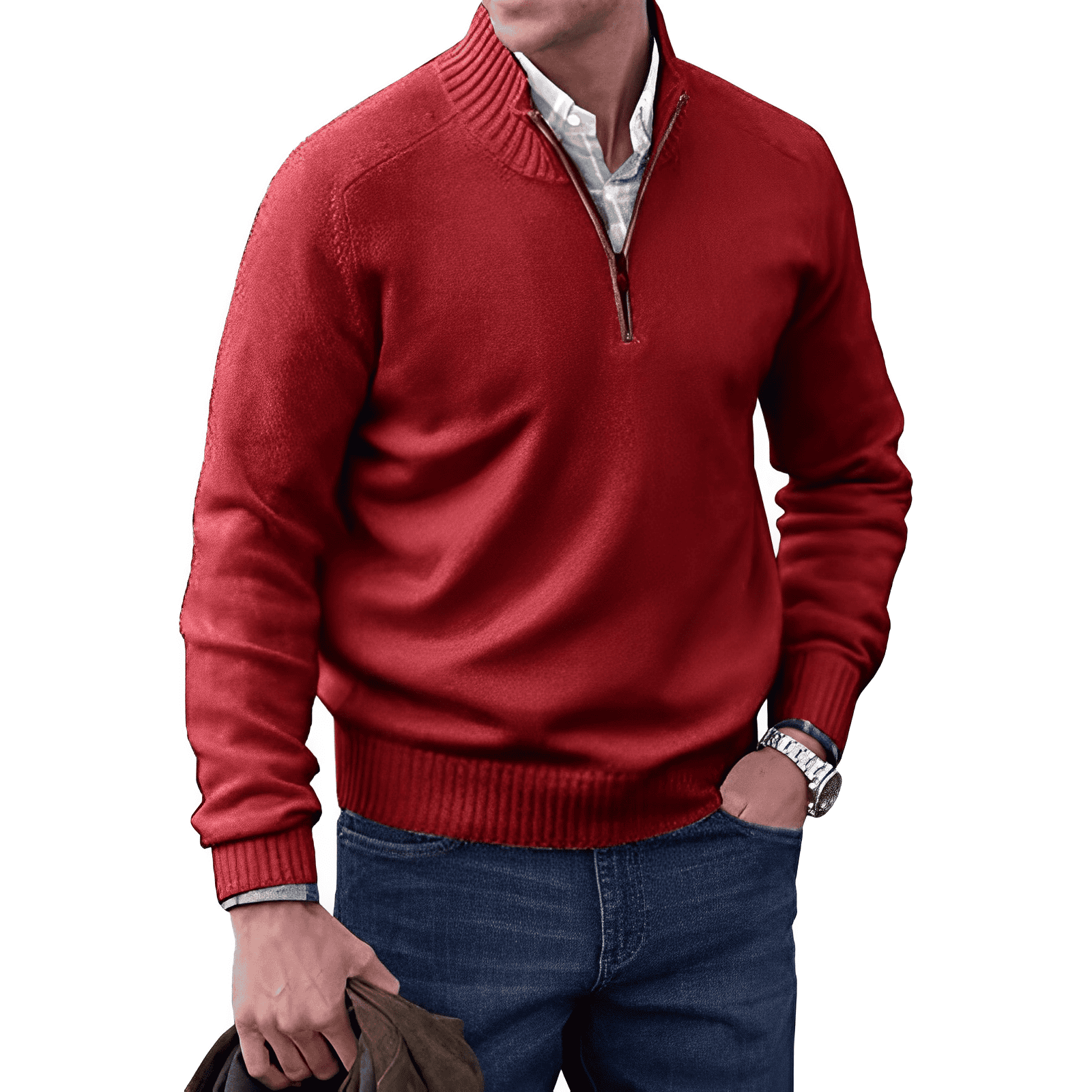 Gavin Men's Half-Zip Knit Sweater – Soft Cashmere-Feel Pullover with Mock Neck & Modern Fit