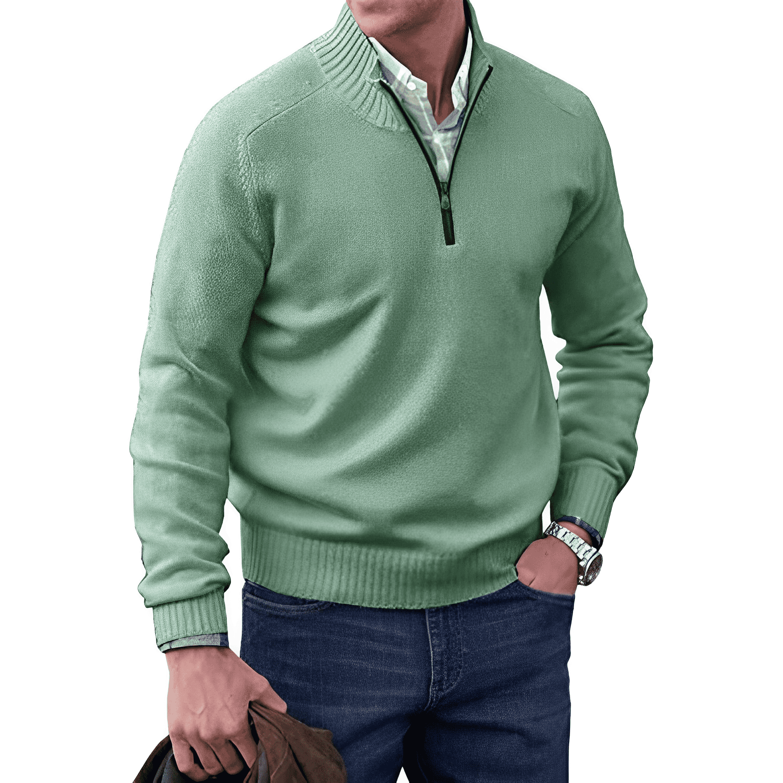 Gavin Men's Half-Zip Knit Sweater – Soft Cashmere-Feel Pullover with Mock Neck & Modern Fit