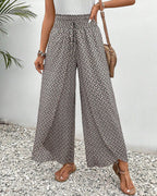 Brielle Women's High-Waisted Wide Leg Pants – Printed Flowy Trousers with Relaxed Fit & Lightweight Comfort