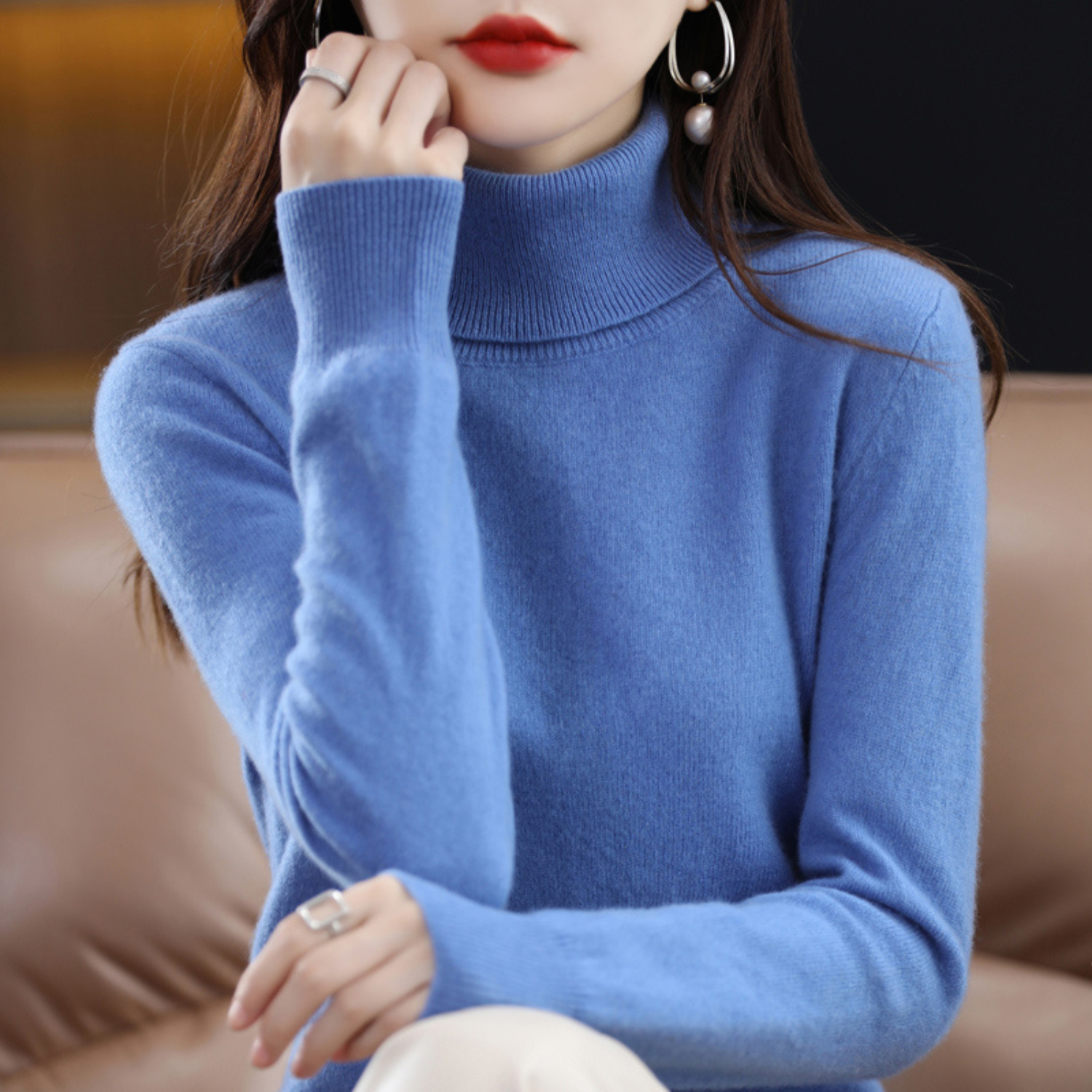 Cressida Women's Cashmere Turtleneck Sweater – Premium Soft Knit with Lightweight Warmth