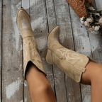 Bellamy Women's Western Cowboy Boots with Mid Heel & Timeless Country-Inspired Style