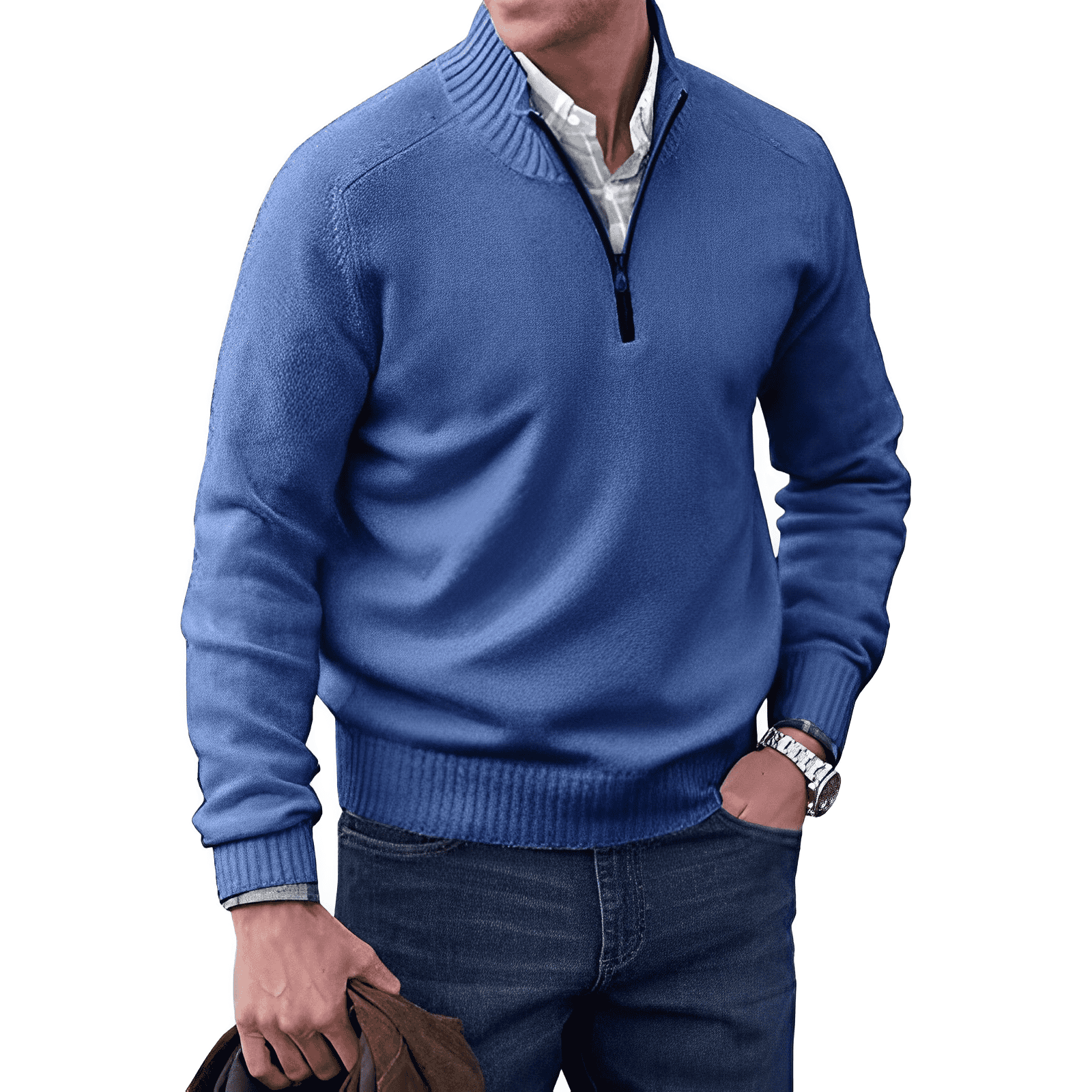 Gavin Men's Half-Zip Knit Sweater – Soft Cashmere-Feel Pullover with Mock Neck & Modern Fit