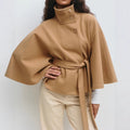 Katie Women's Cape Coat – High Collar & Adjustable Belt for Sophisticated Winter Warmth