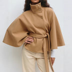 Katie Women's Cape Coat – High Collar & Adjustable Belt for Sophisticated Winter Warmth
