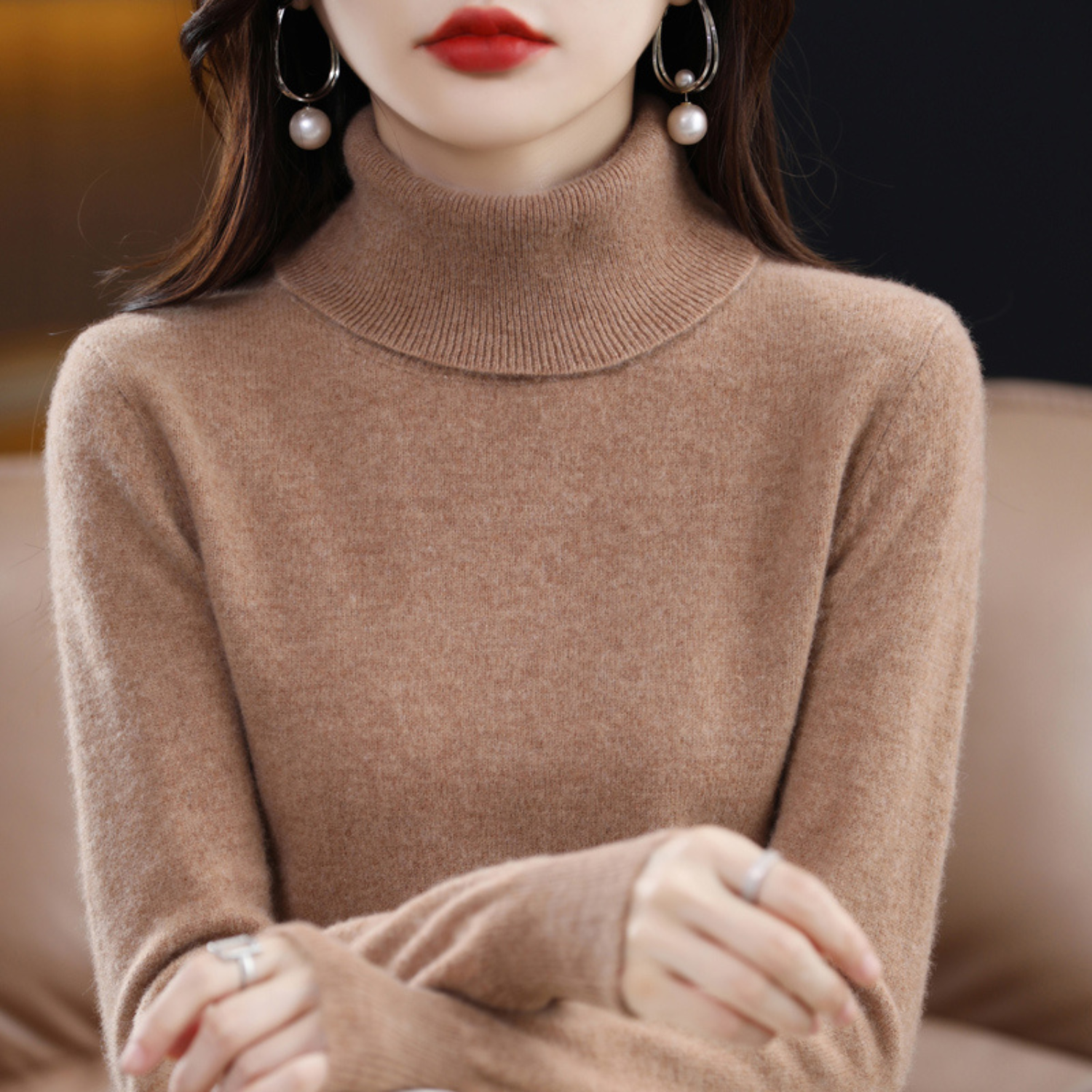 Cressida Women's Cashmere Turtleneck Sweater – Premium Soft Knit with Lightweight Warmth