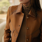 Nathan Women's Leather Jacket – Sophisticated, Plush & Sophisticated with Distinctive Collar and Handy Pockets