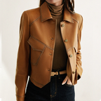 Nathan Women's Leather Jacket – Sophisticated, Plush & Sophisticated with Distinctive Collar and Handy Pockets