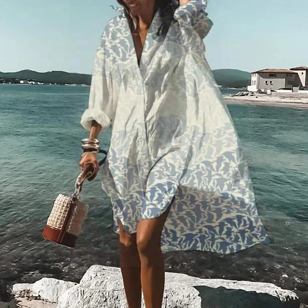 Wendy Women's Shirt Dress – Relaxed Lightweight Linen Dress with Straight Cut & Summer Style – Casual Linen Shirt Dress