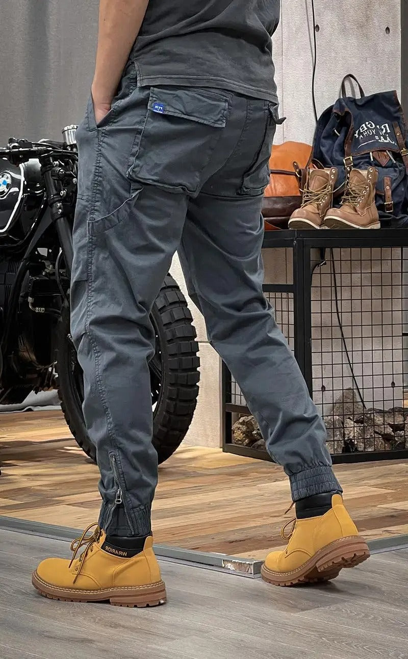 David Men’s Stretch Cargo Trousers – Comfortable Spandex Utility Pants with Pockets