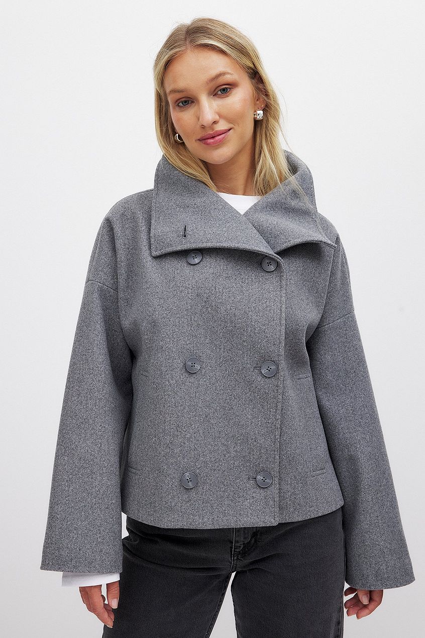 Vivienne Women's Double-Breasted Peacoat – Elegant Short Coat with Timeless Tailored Fit