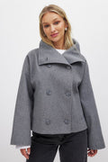 Vivienne Women's Double-Breasted Peacoat – Elegant Short Coat with Timeless Tailored Fit