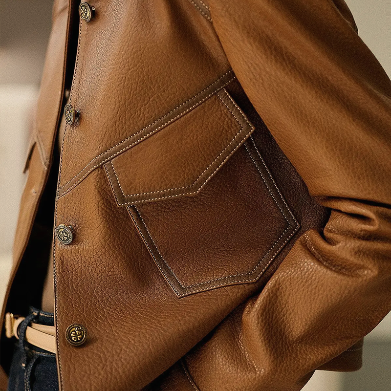 Nathan Women's Leather Jacket – Sophisticated, Plush & Sophisticated with Distinctive Collar and Handy Pockets